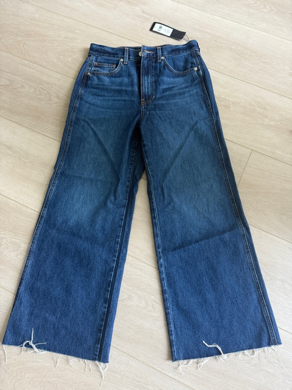 Veronica Beard Dark Blue High-Rise Wide-Leg Jeans